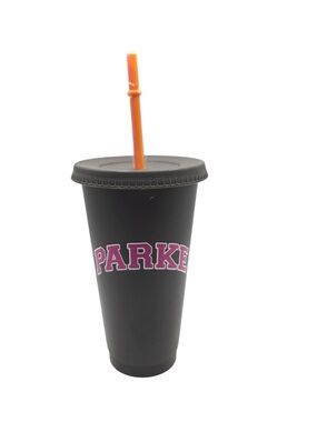 PARKE x Dunkin Latte Reusable Cold Cup with Black and Pink Logo LIMITED EDITION